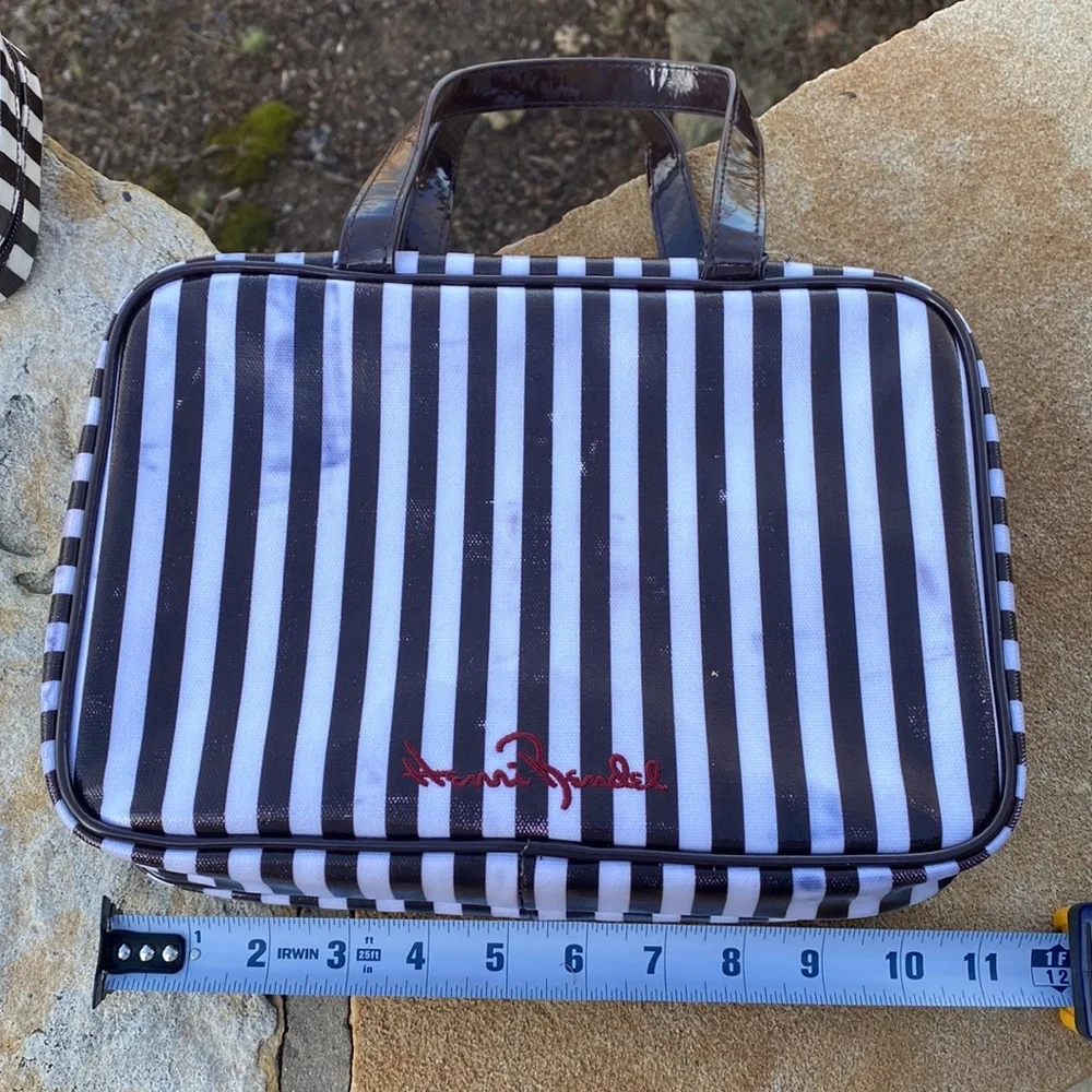 henri bendel Black and White Striped Cosmetic Bag Set